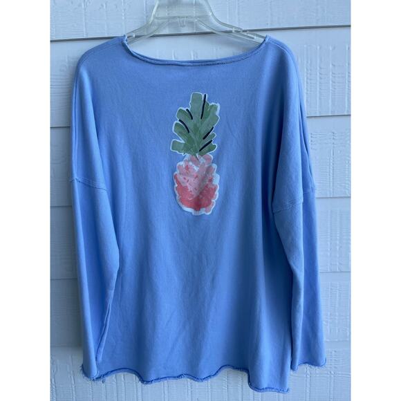 Blue Crown & Ivy Pullover Sweatshirt XL pineapple.  100% Cotton - Picture 2 of 6